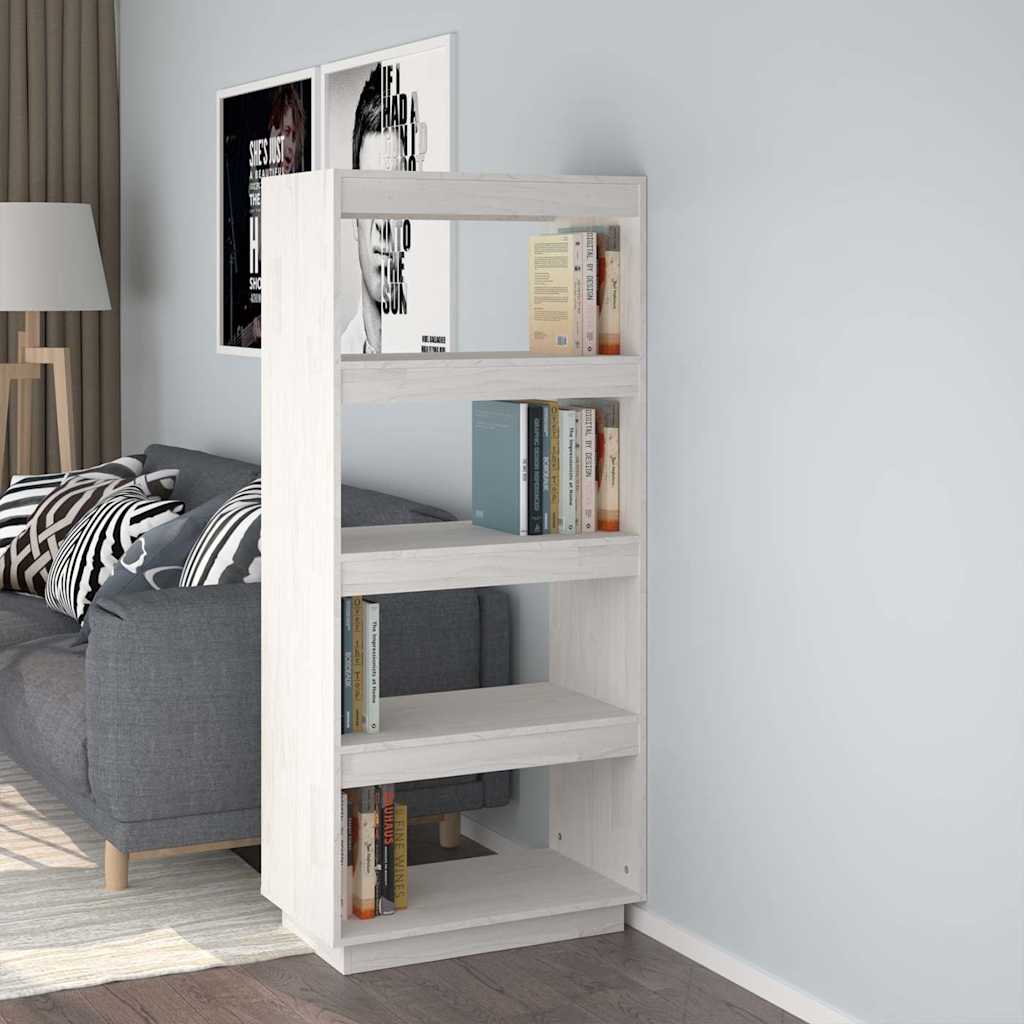 Vidaxl boekenkast kamerscherm 60x35x135 cm massief grenenhout wit
