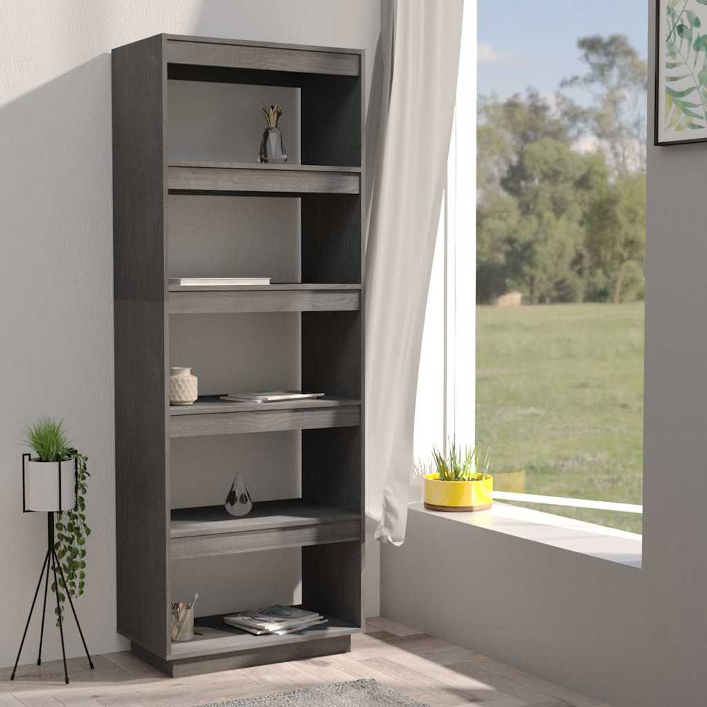 Vidaxl boekenkast kamerscherm 60x35x167 cm massief grenenhout grijs