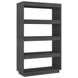 Vidaxl boekenkast kamerscherm 80x35x135 cm massief grenenhout grijs