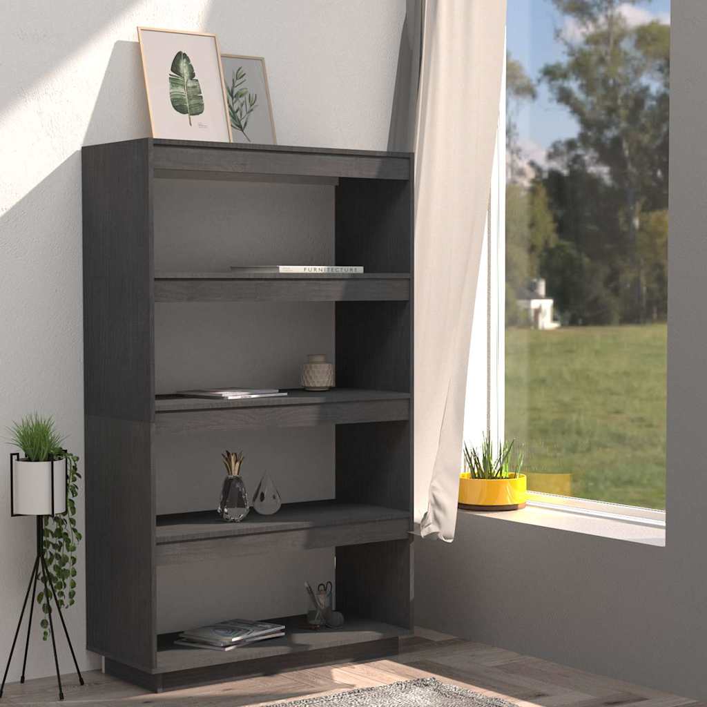 Vidaxl boekenkast kamerscherm 80x35x135 cm massief grenenhout grijs