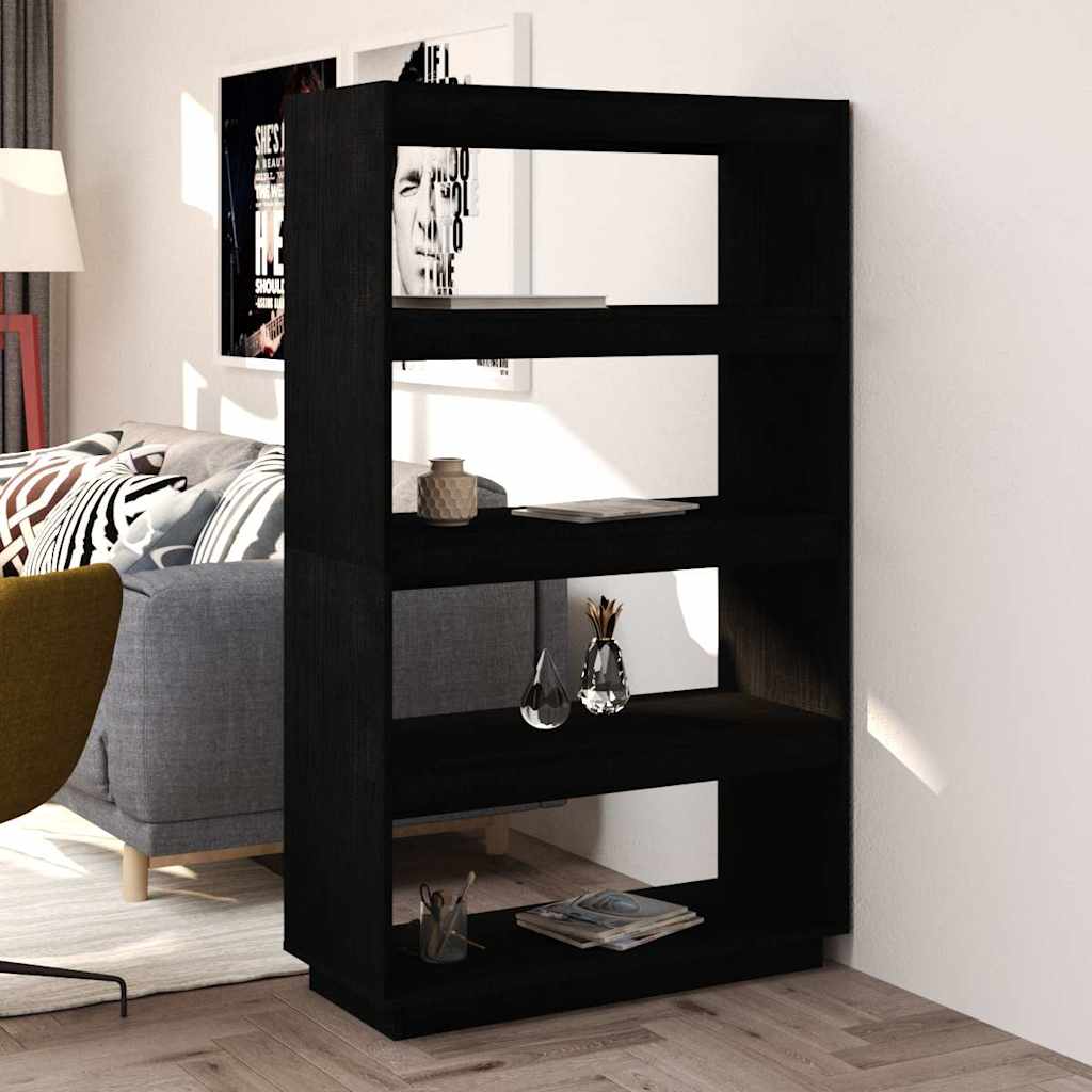 Vidaxl boekenkast kamerscherm 80x35x135 cm massief grenenhout zwart