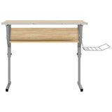 Vidaxl tekentafel 110x53x(58-87) cm bewerkt hout en staal eiken grijs