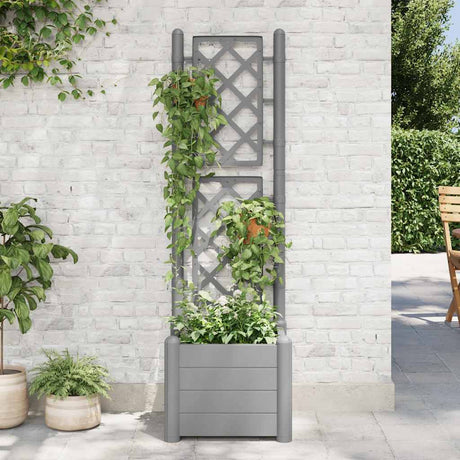 Vidaxl planter med latwerk 43x43x142 cm pp stengrå