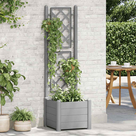 Vidaxl planter med latwerk 43x43x142 cm pp stengrå