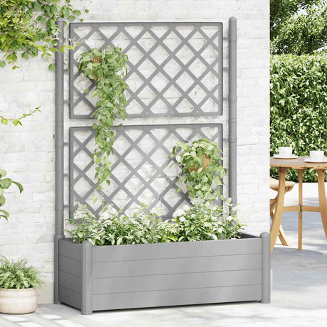 Vidaxl planter med latwerk 100x43x142 cm pp stengrå