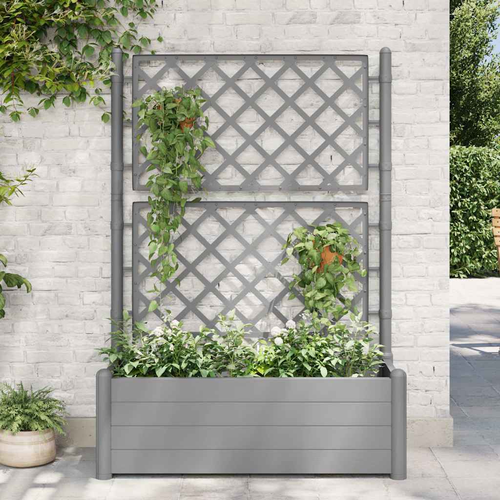 Vidaxl planter med latwerk 100x43x142 cm pp stengrå