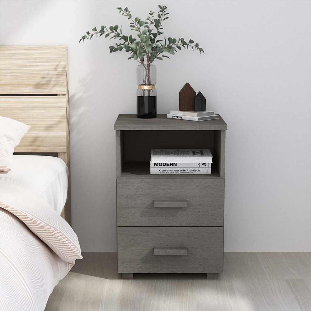 Vidaxl nachtkastje hamar 40x35x62 cm massief grenenhout lichtgrijs