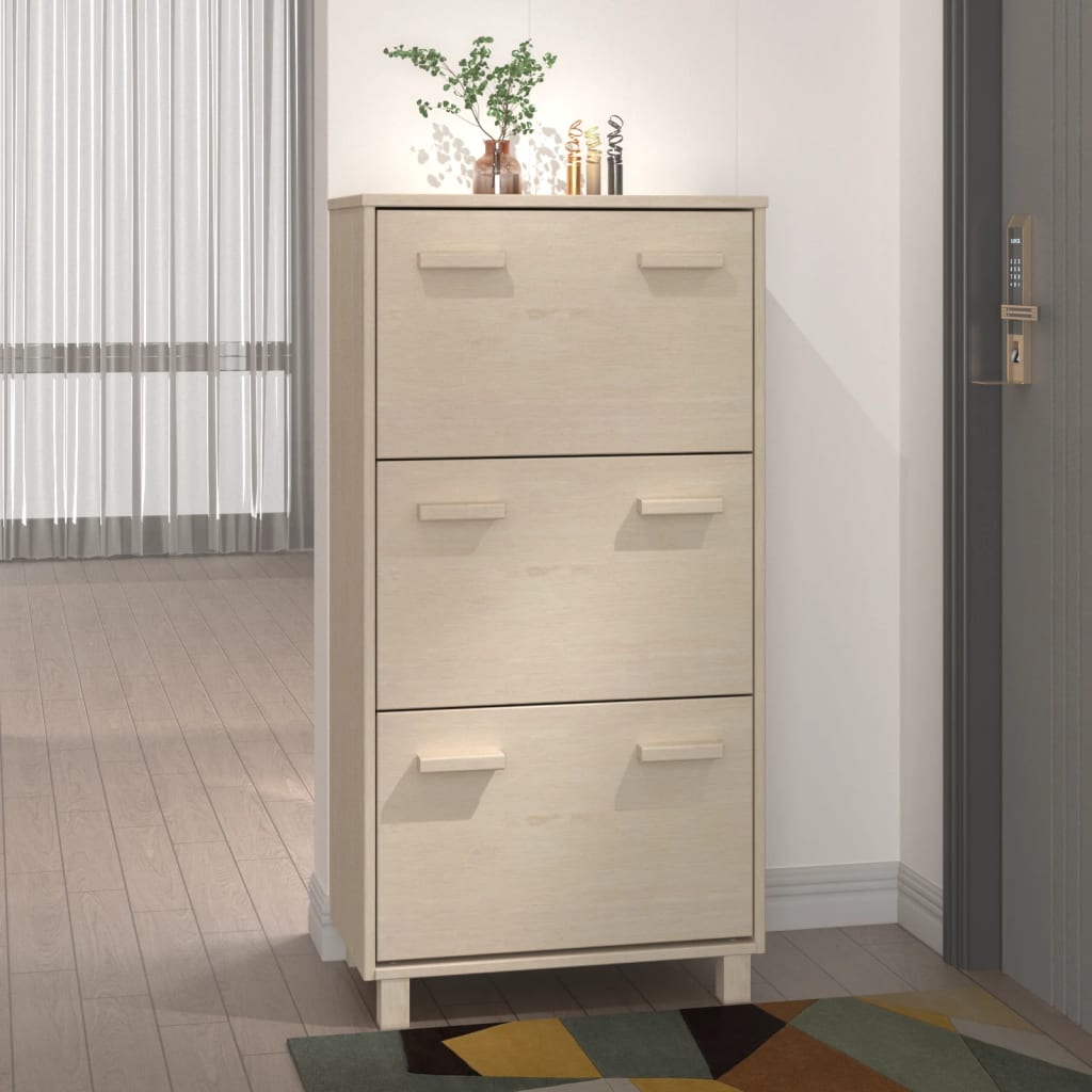 Vidaxl Shoe Cabinet Hamar 59.5x35x117 cm fyrretræ til træ honning brun