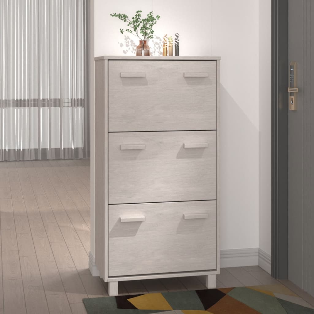 Vidaxl Shoe Cabinet Hamar 59.5x35x117 cm Solid fyrretræ hvid