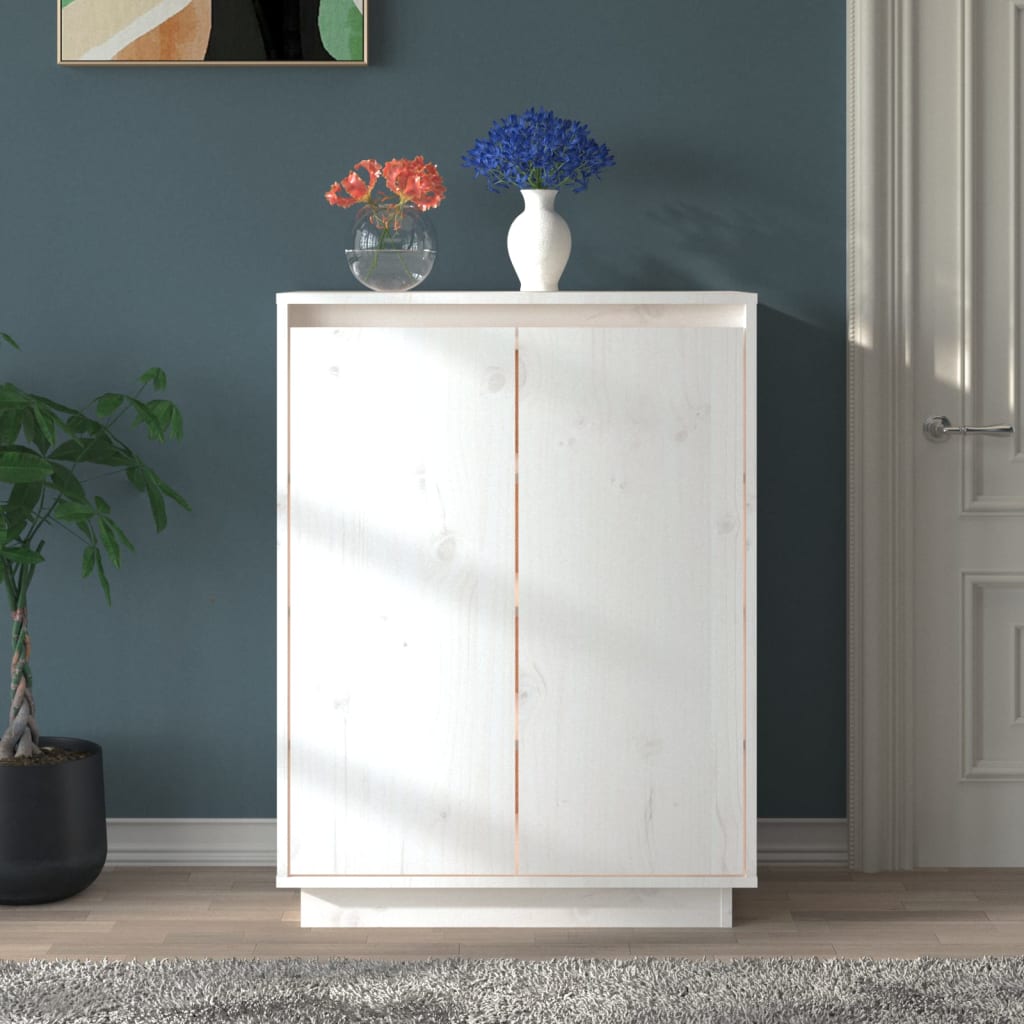 Vidaxl Shoe Cabinet 60x35x80 cm Solid Pine White