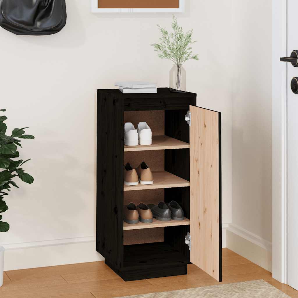 Vidaxl Shoe Cabinet 35x35x80 cm Solid Pine Black