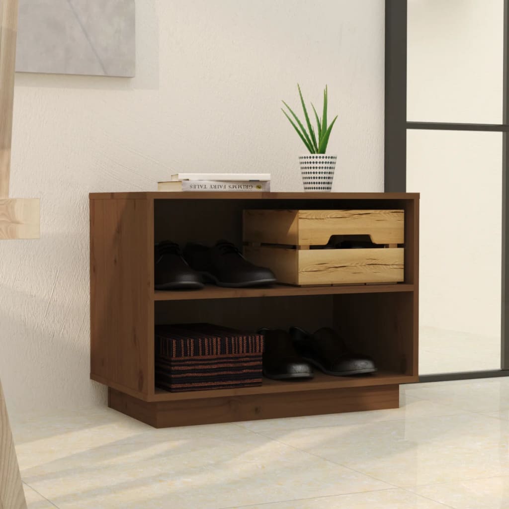 Vidaxl Shoe Cabinet 60x34x45 cm Solid Pine Honey Brown