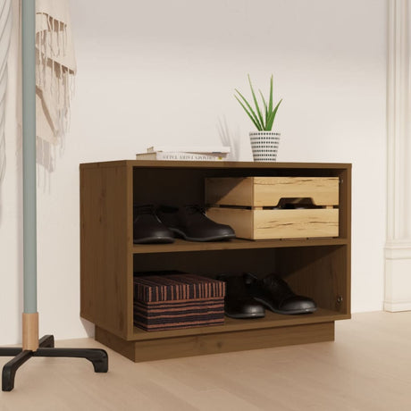 Vidaxl Shoe Cabinet 60x34x45 cm Solid Pine Honey Brown
