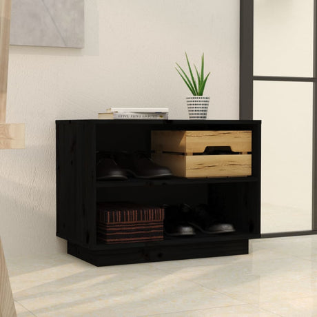 Vidaxl Shoe Cabinet 60x34x45 cm Solid fyrretræ sort