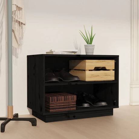 Vidaxl Shoe Cabinet 60x34x45 cm Solid fyrretræ sort