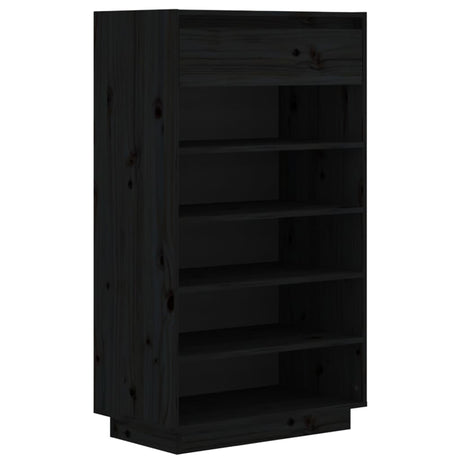 Vidaxl Shoe Cabinet 60x34x105 cm Solid fyrretræ sort