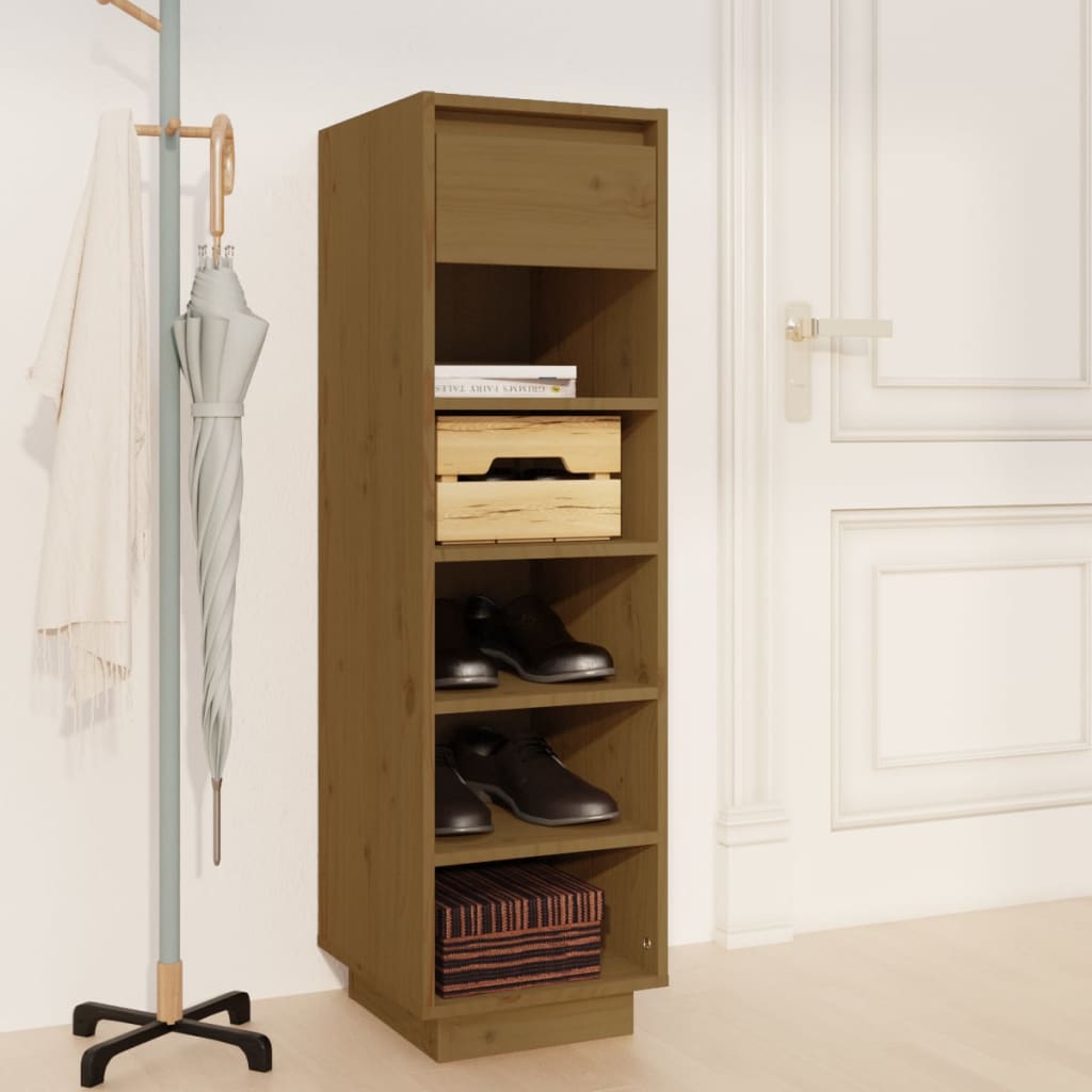 Vidaxl Shoe Cabinet 30x34x105 cm Solid Pine Honey Brown
