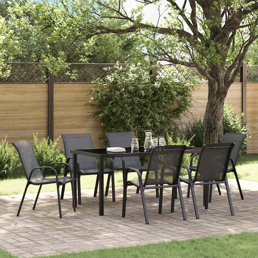Vidaxl tuinstoelen stapelbaar 6 st textileen stof zwart