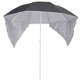Vidaxl Strandparasol med sidevægge 215 cm antracit -farvet