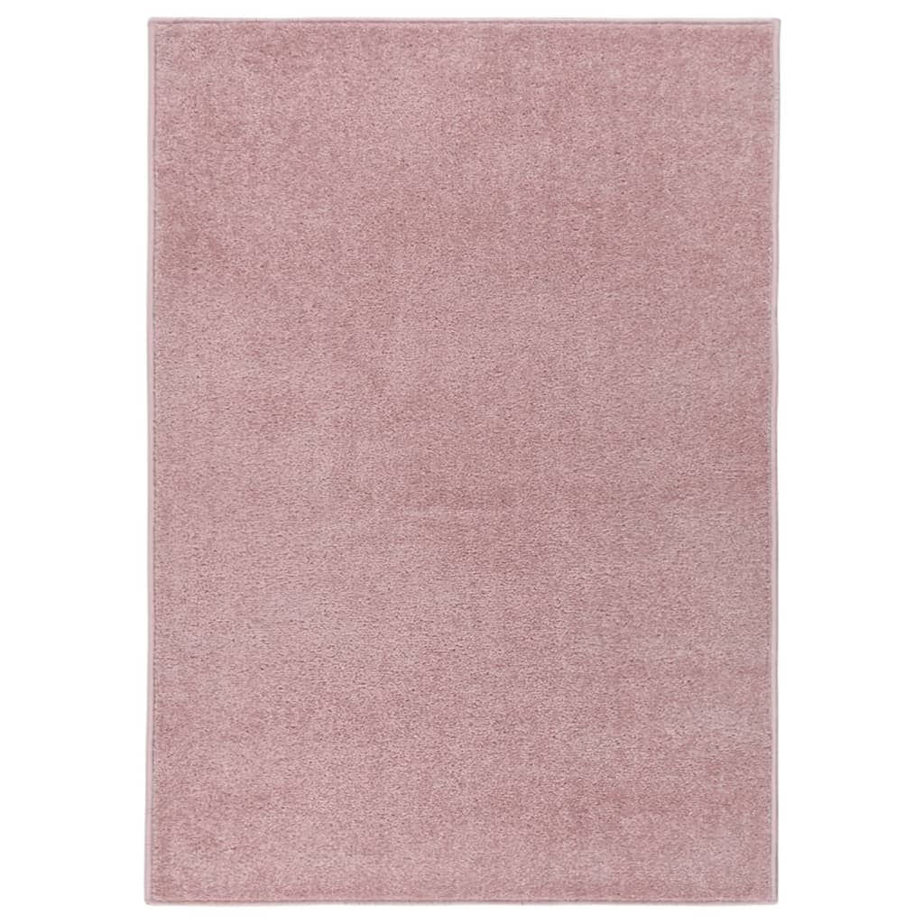 Vidaxl Rug Kortpolig 120x170 cm lyserød
