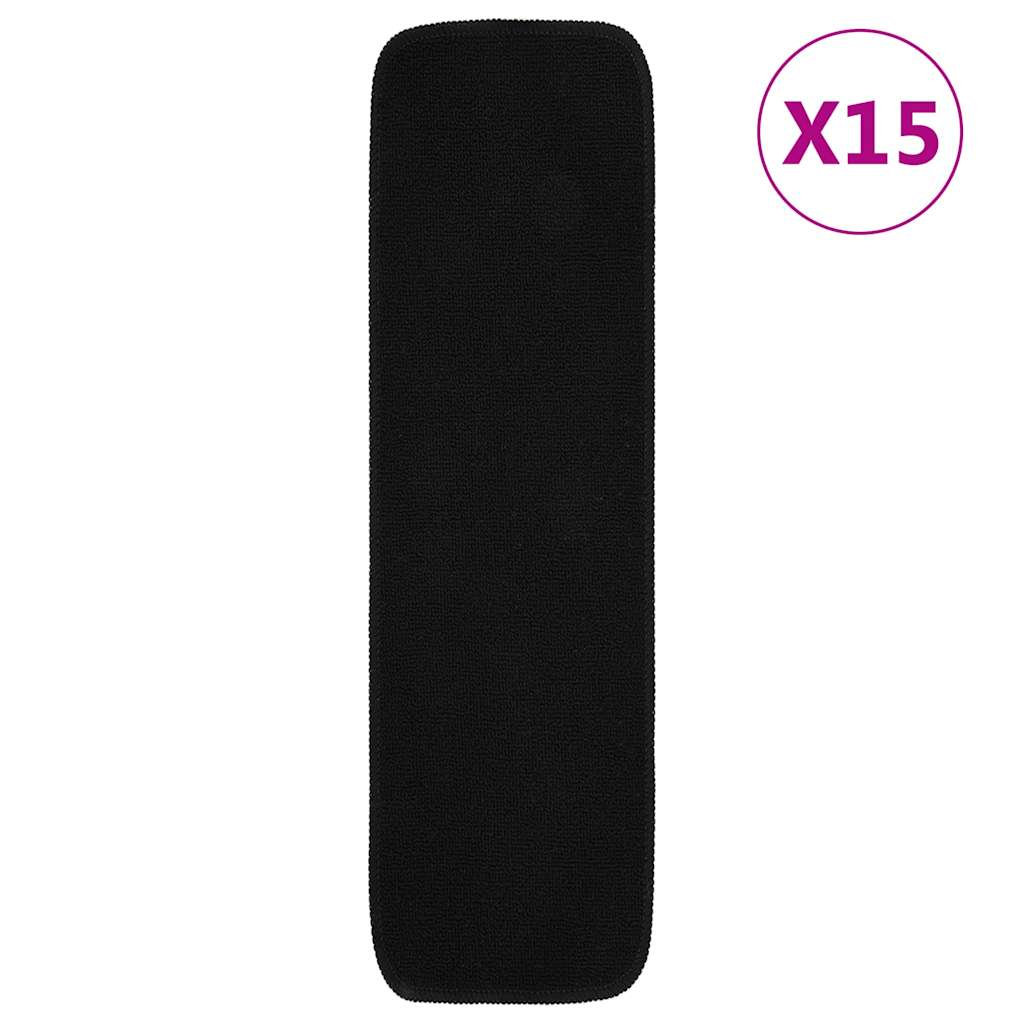 Vidaxl Stair Mats 15 St Anti-Slip rektangulær 75x20 cm sort