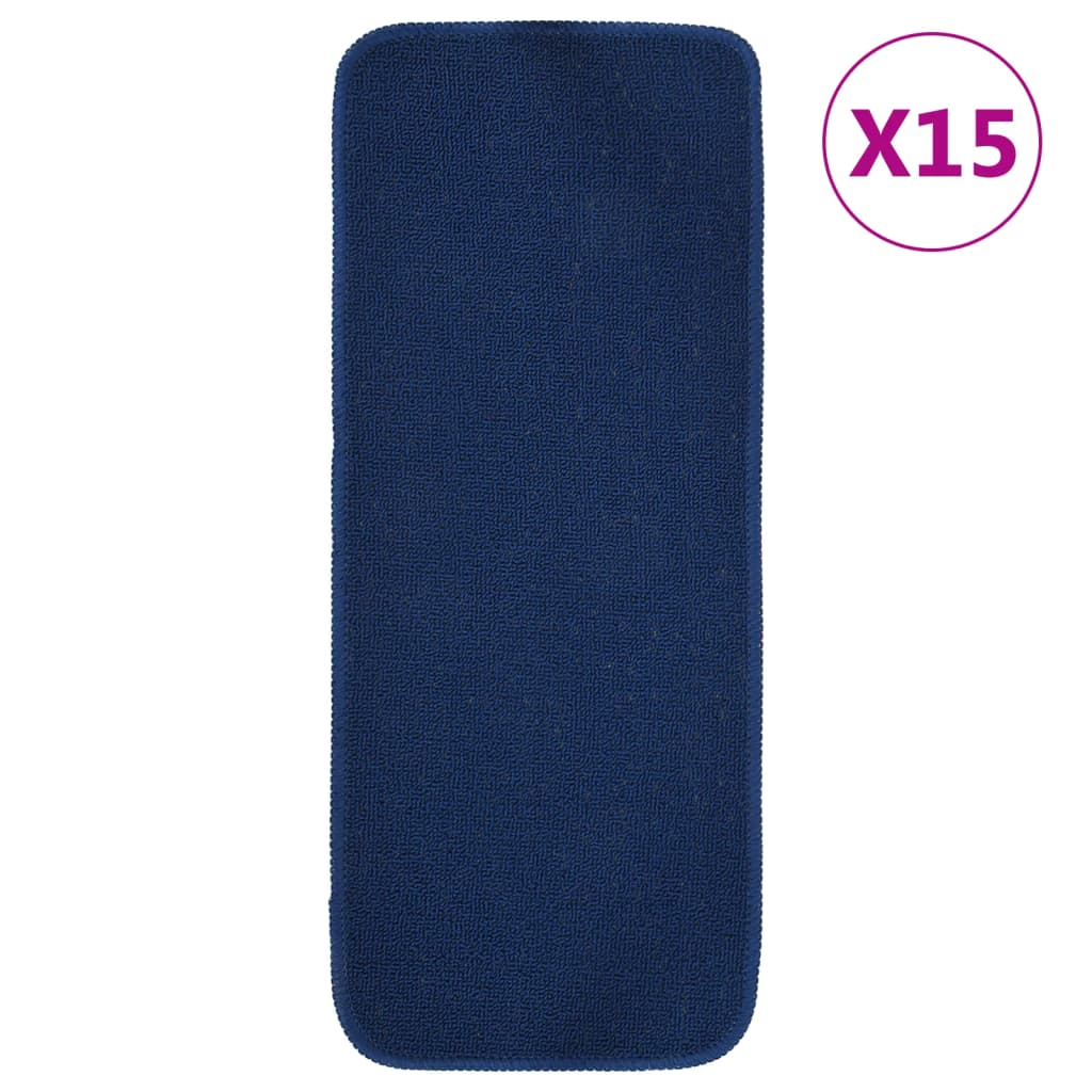 Vidaxl Stair Mats 15 St Anti-Slip rektangulær 60x25 cm Navy Blue
