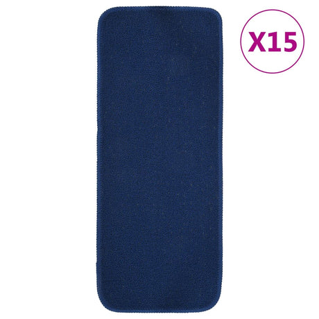 Vidaxl Stair Mats 15 St Anti-Slip rektangulær 60x25 cm Navy Blue