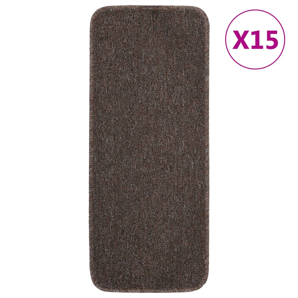 Vidaxl Stair Mats 15 St Anti-Slip rektangulær 60x25 cm brun