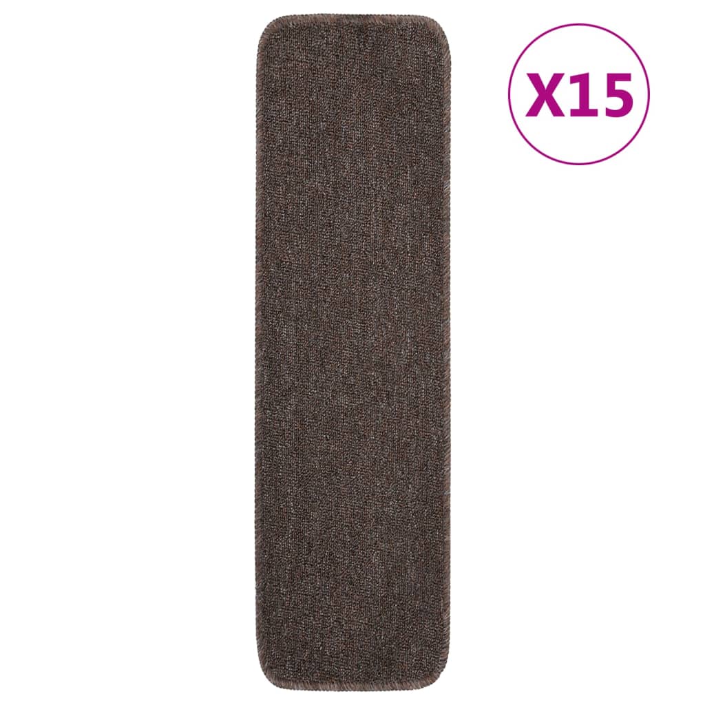 Vidaxl Stair Mats 15 St Anti-Slip rektangulær 75x20 cm brun