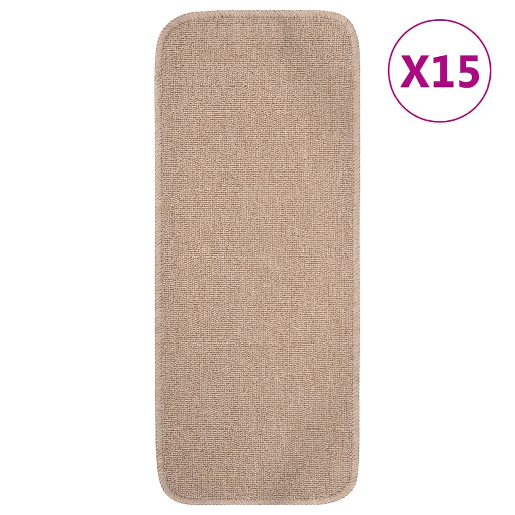 Vidaxl Stair Mats 15 St Anti-Slip rektangulær 60x25 cm beige