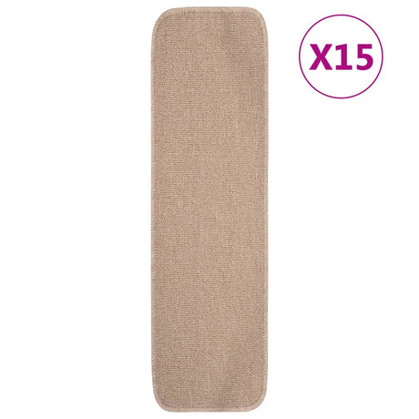 Vidaxl Stair Mats 15 St Anti-Slip rektangulær 75x20 cm beige