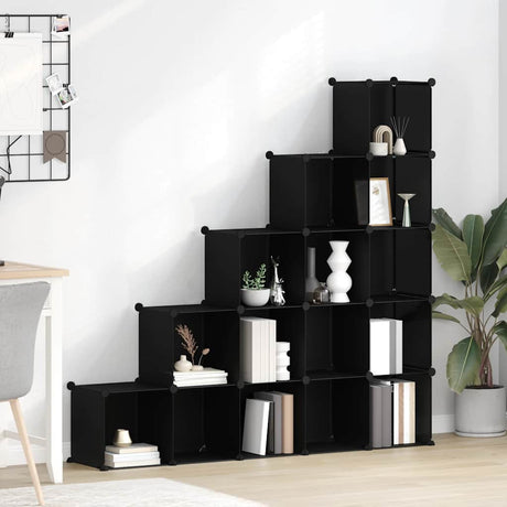 Vidaxl opbevaringsmøbler med 15 rum polypropen sort