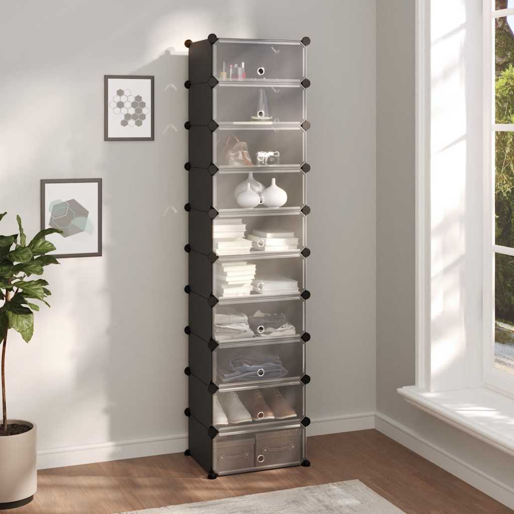 Vidaxl Shoe Rack 44x32x174 cm polypropen sort