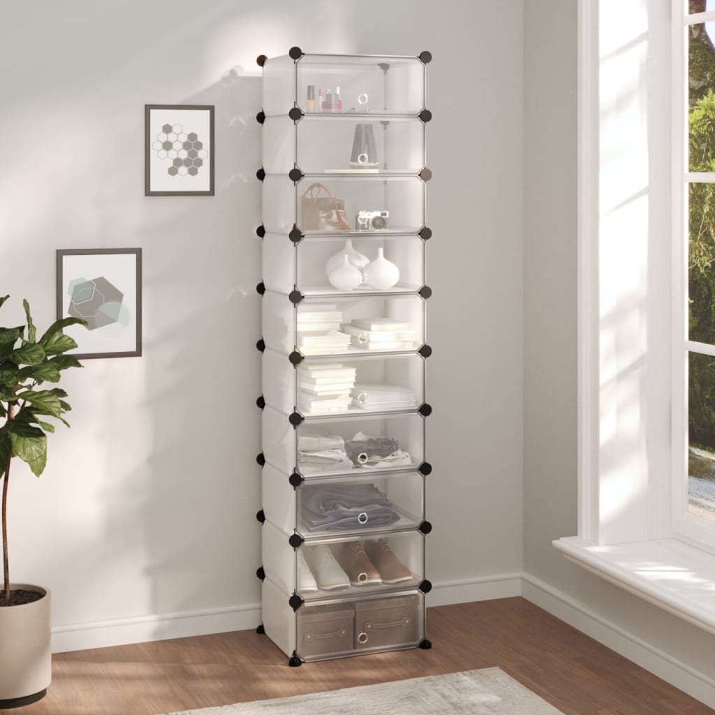Vidaxl Shoe Rack 44x32x174 cm polypropen gennemsigtig