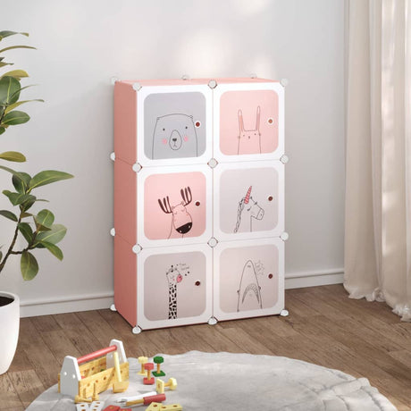 Vidaxl Børneopbevaringsmøbler med 6 rum polypropen pink