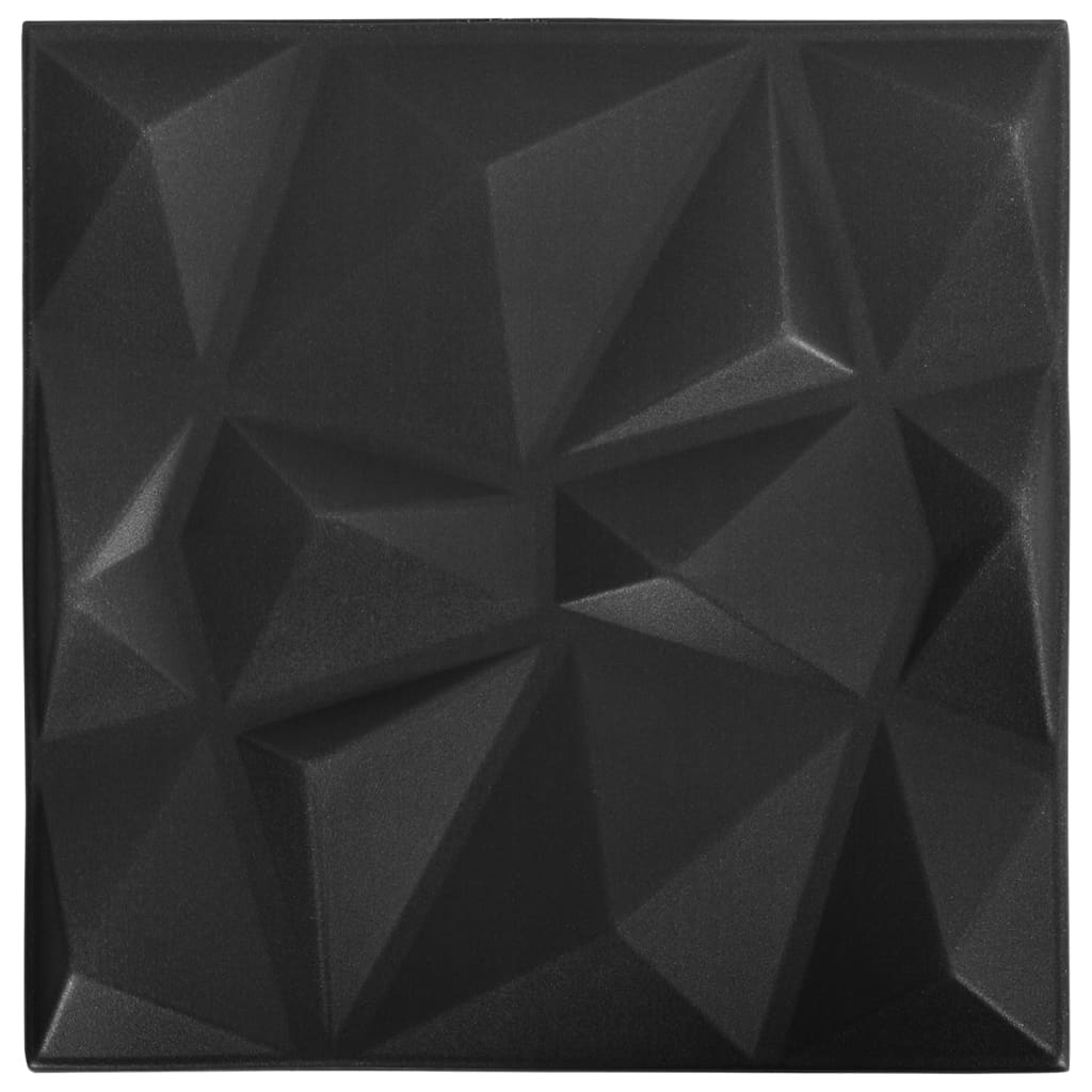 Vidaxl 48 st vægpaneler 3d 12 m² 50x50 cm diamant sort