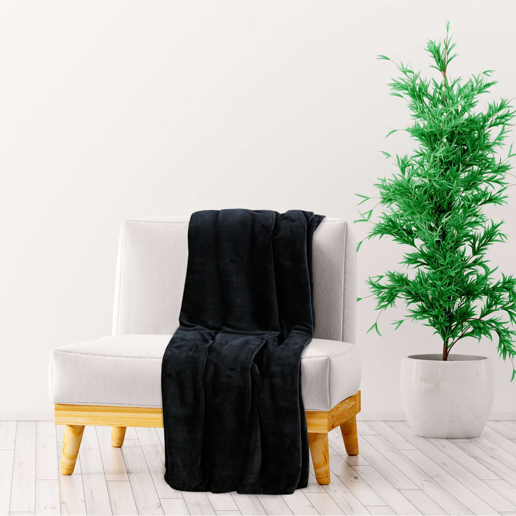 Vidaxl tæppe 130x170 cm polyester sort