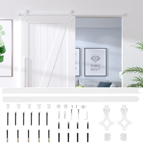 Vidaxl Fittings indstillet til skydedør 183 cm stål hvid