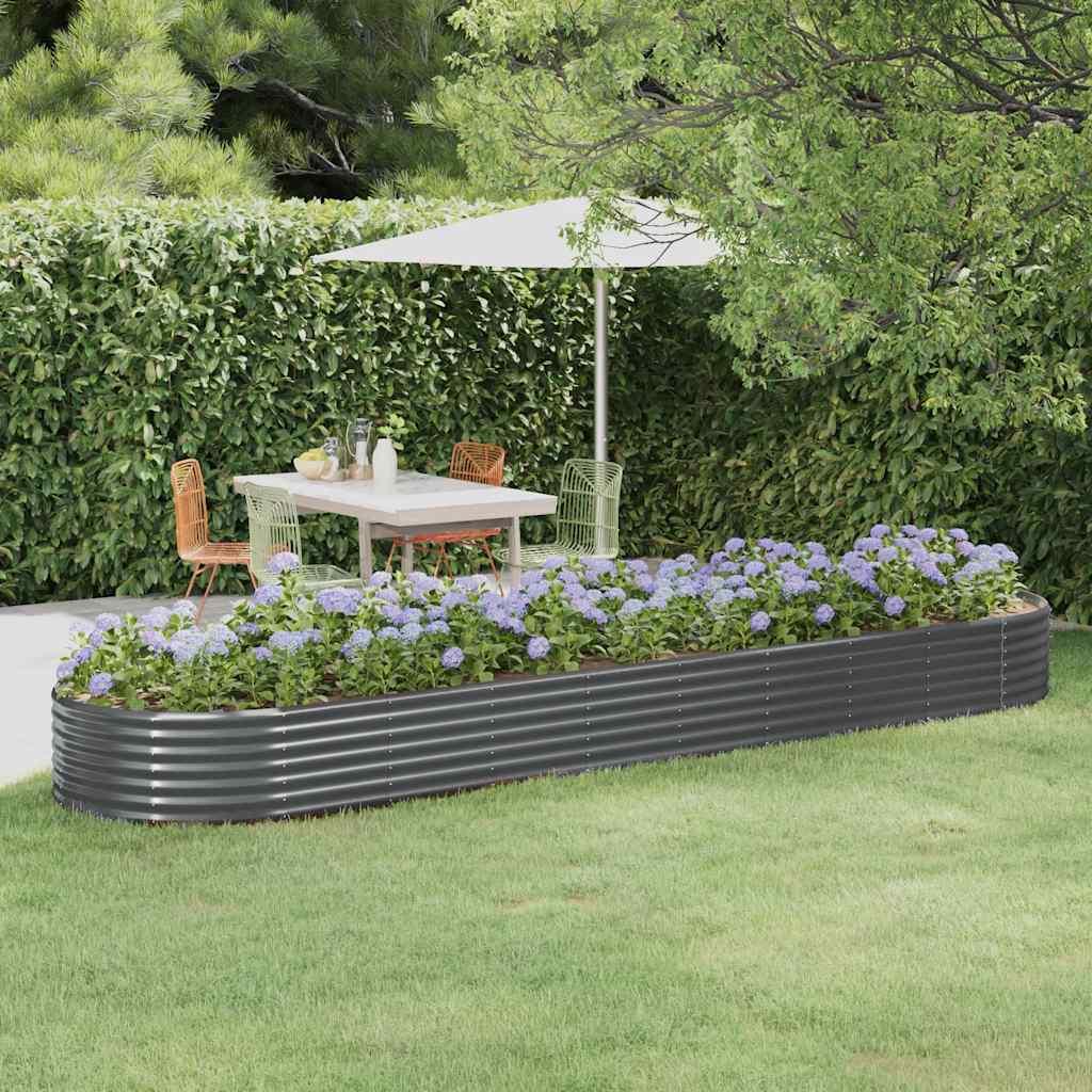 Vidaxl plantenbak 396x100x36 cm gegalvaniseerd staal antracietkleurig
