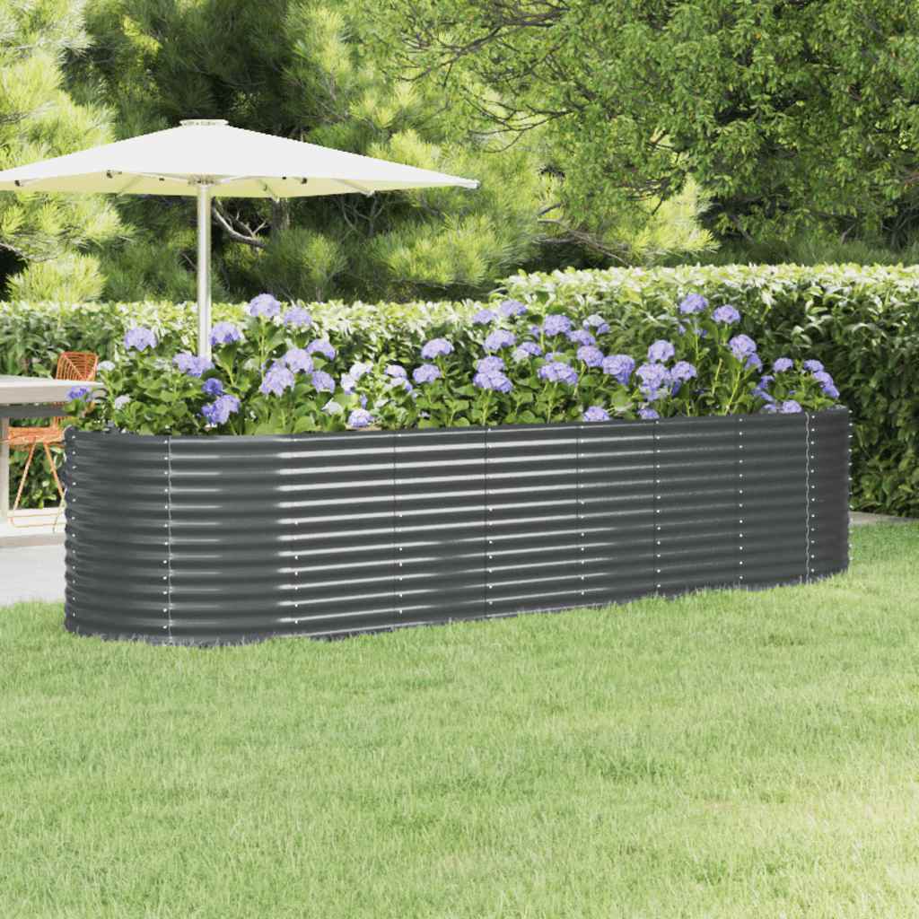 Vidaxl plantenbak 322x100x68 cm gegalvaniseerd staal antracietkleurig