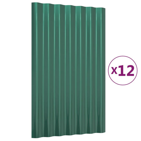 Vidaxl dakpanelen 12 st 60x36 cm gegalvaniseerd staal groen