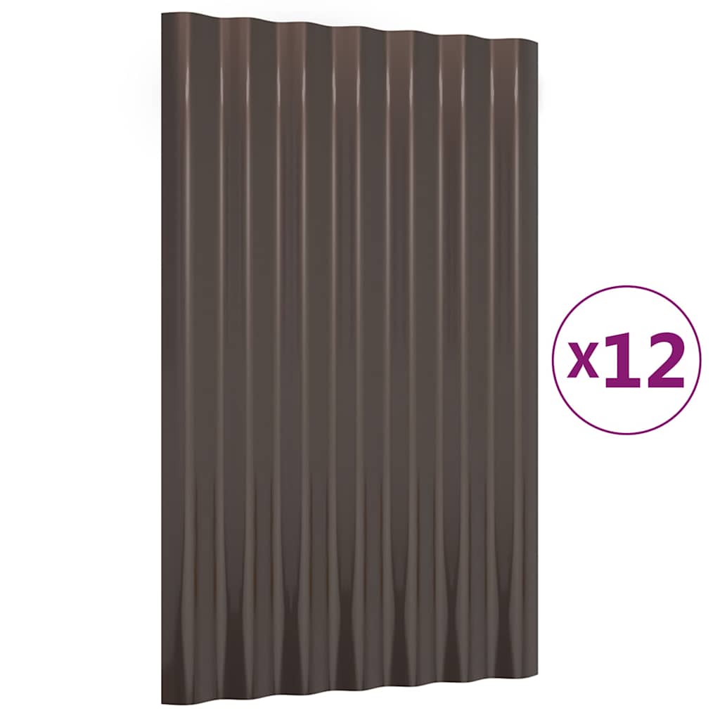 Vidaxl tagpaneler 12 St 60x36 cm pulver -belagt stålbrun