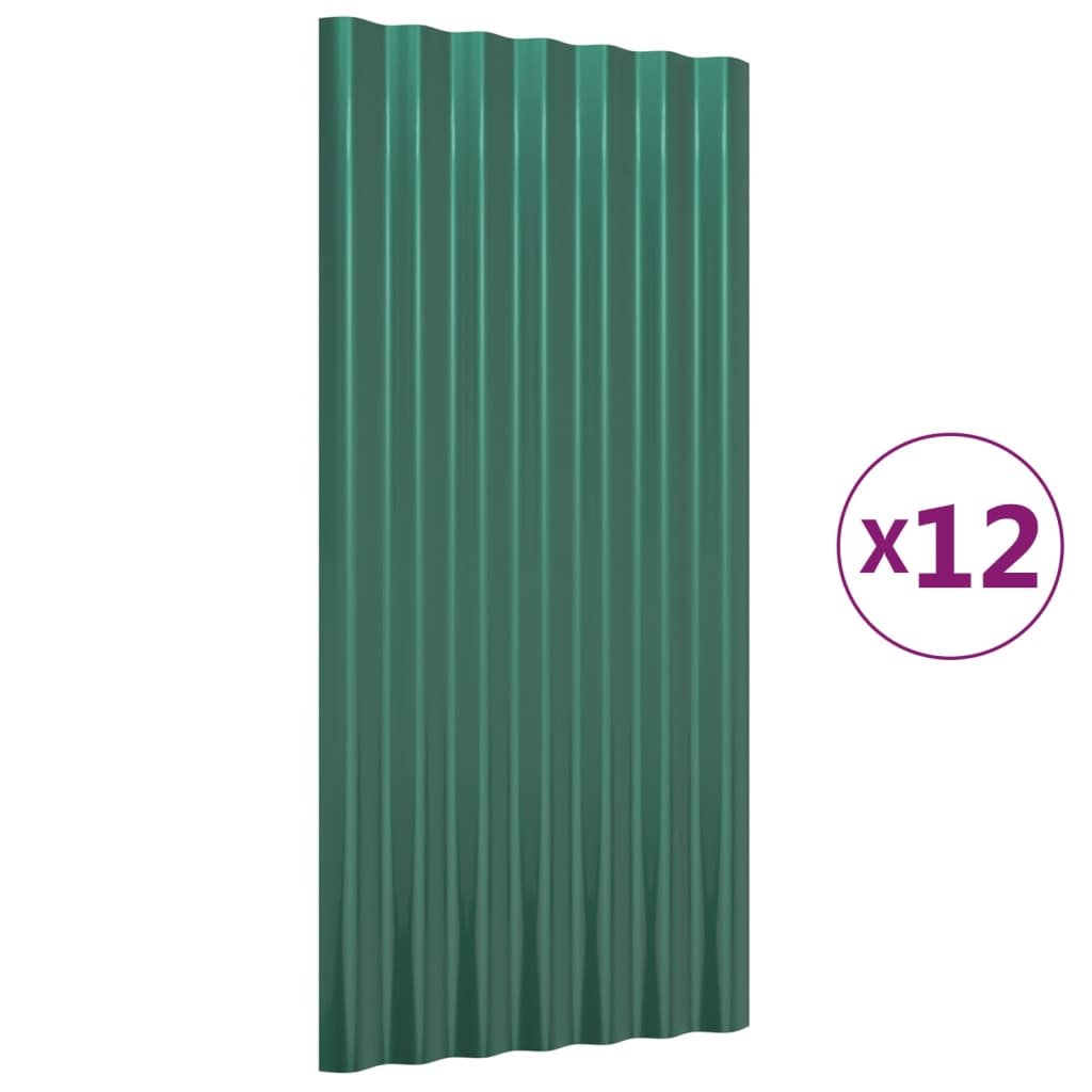 Vidaxl dakpanelen 12 st 80x36 cm gegalvaniseerd staal groen
