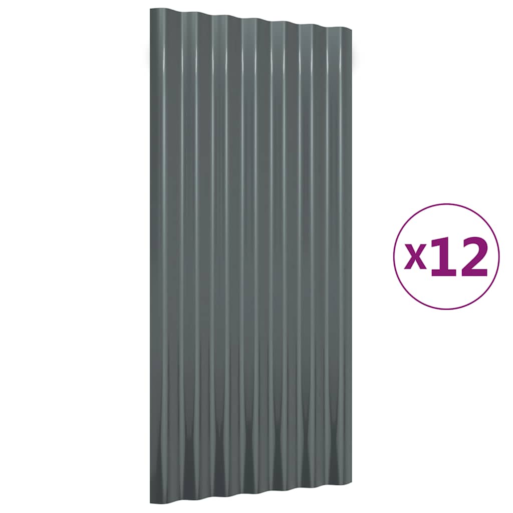 Vidaxl dakpanelen 12 st 80x36 cm gegalvaniseerd staal antracietkleurig