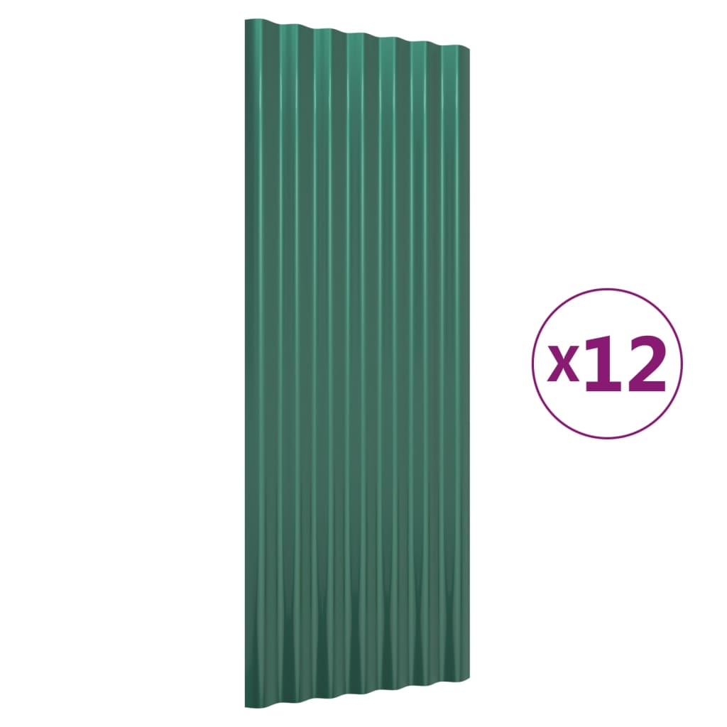 Vidaxx tagplader 12 stk 100x36 cm galvaniseret stålgrøn