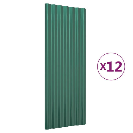 Vidaxx tagplader 12 stk 100x36 cm galvaniseret stålgrøn