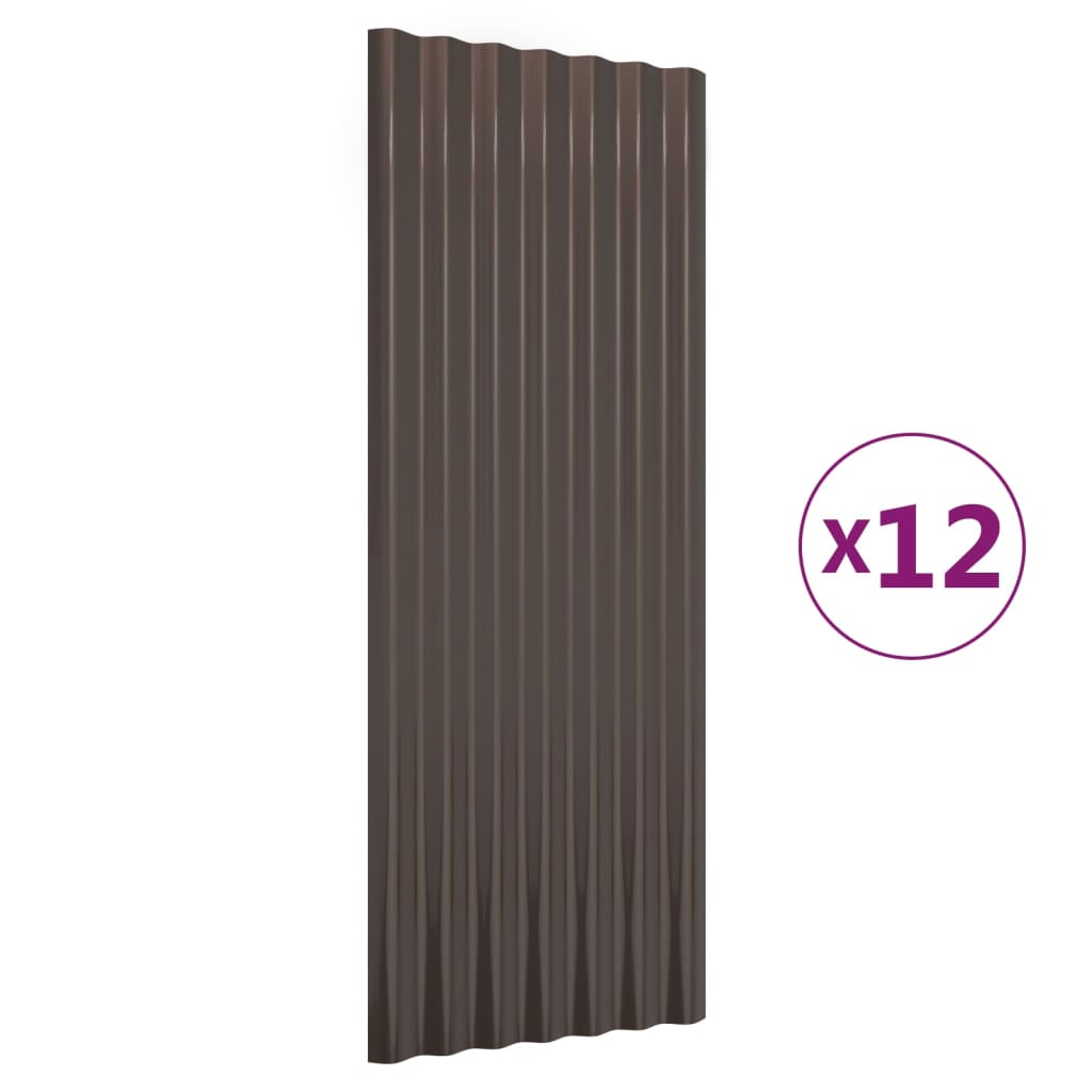 Vidaxx tagplader 12 stk 100x36 cm galvaniseret stål brun