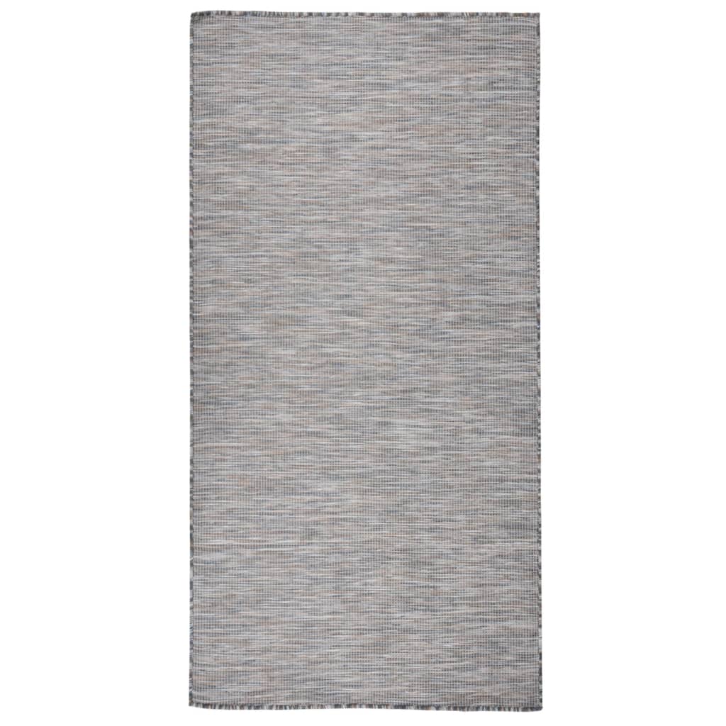 Vidaxl uden for tæppet fladt vævet 100x200 cm brun og blå