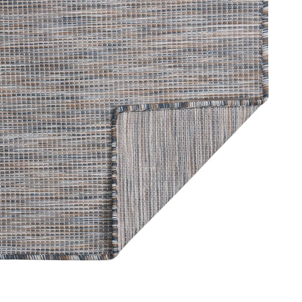 Vidaxl uden for tæppet fladt vævet 100x200 cm brun og blå