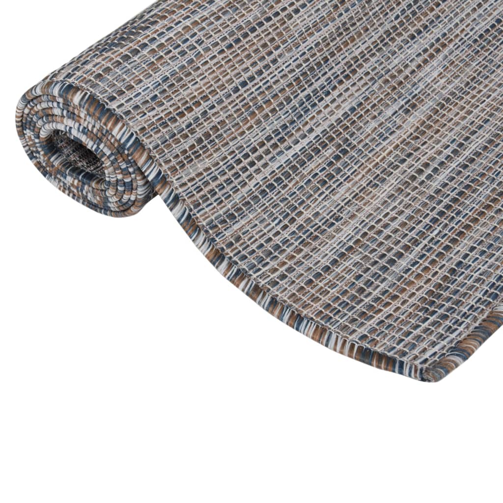 Vidaxl uden for tæppet fladt vævet 140x200 cm brun og blå